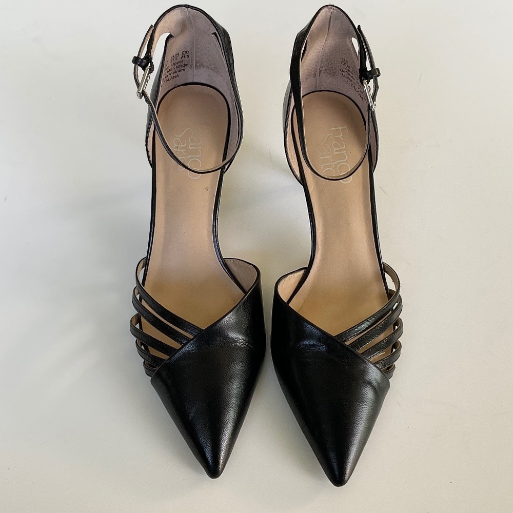 FRANCO SARTO Talana Pointed Toe Kitten Heel Pumps  Black Size 7.5 - Picture 2 of 10
